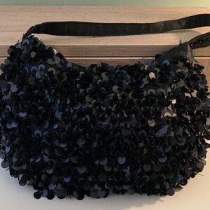 United Colors Of Benetton Black Sequin Hobo Bag